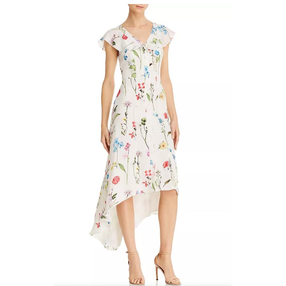 Parker Raven Ruffle Floral Print Dress Size‎ 6